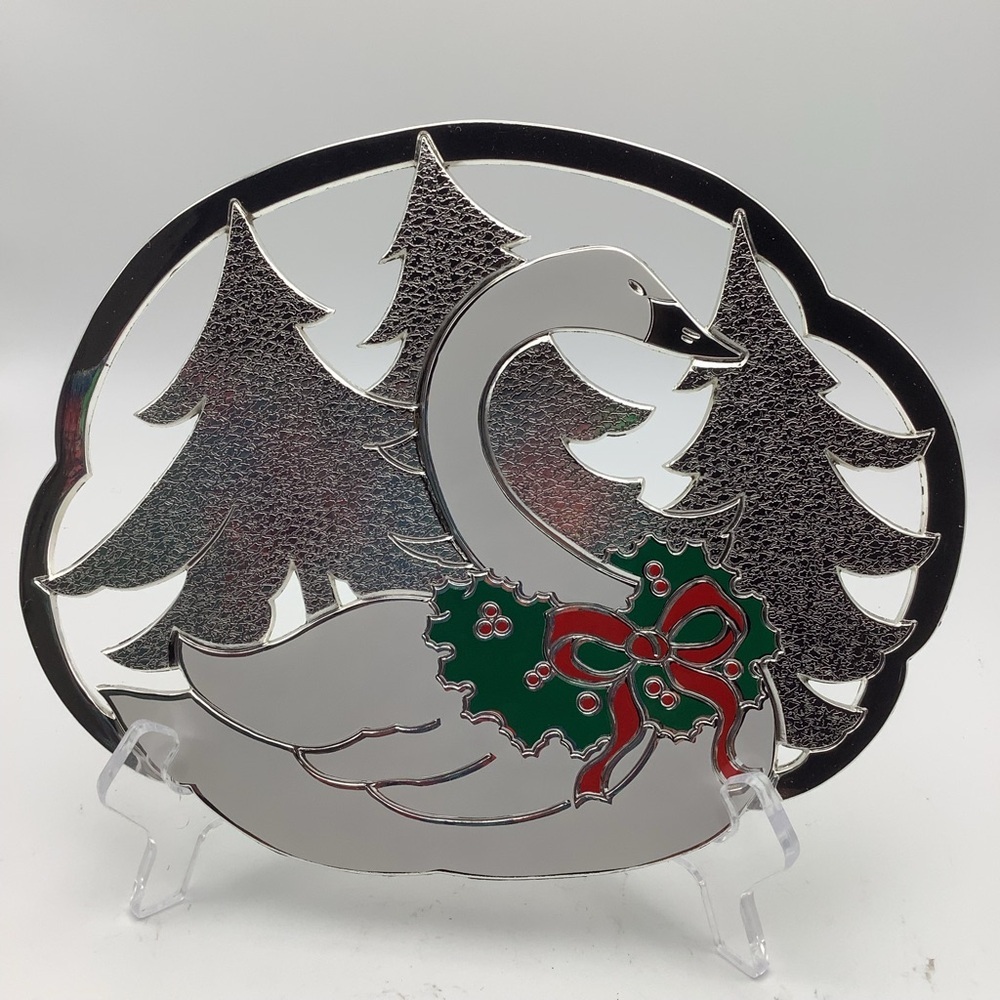 Vintage 1987 William A Rogers/Oneida Silver Holiday Swan Trivet